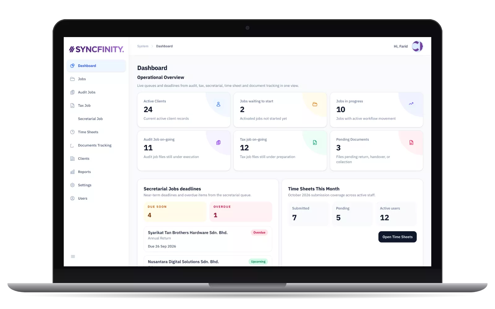 Audit & Tax System Dashboard