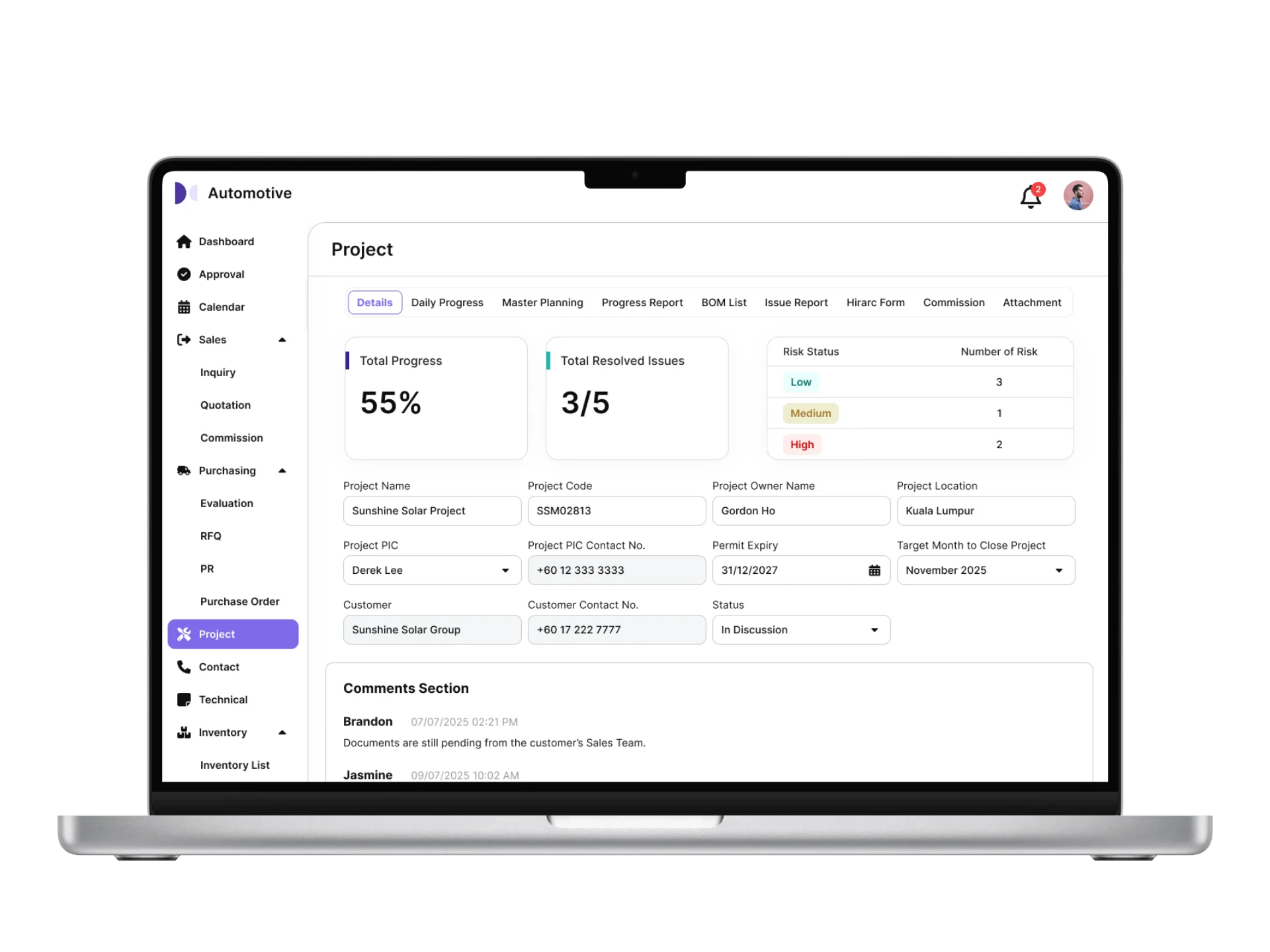 Automotive CRM Dashboard